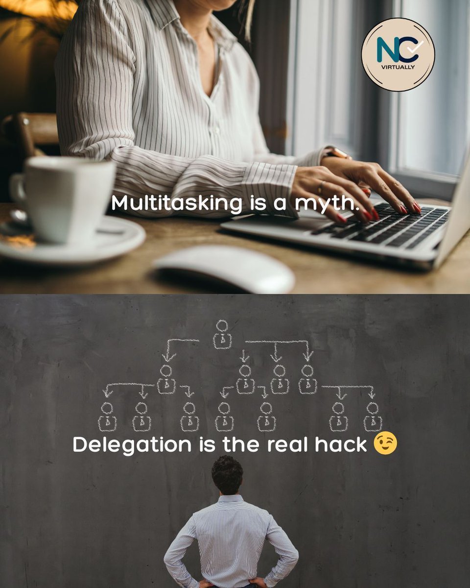 nc_virtually's tweet image. Doing everything at once doesn’t make you productive—it makes you tired.
Delegate the busy work, protect your focus, and watch your business move faster 🚀
Smart CEOs don’t multitask… they delegate.
Ready to work smarter? DM “DELEGATE” ✨
#DelegateToScale #WorkSmarter #VALife