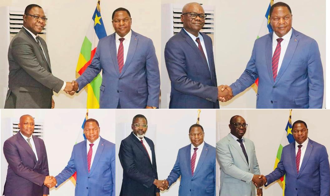 fridolinngoulou's tweet photo. Audiences successives avec les candidats perdants de la dernière présidentielle.
Soucieux de renforcer l’unité nationale et de promouvoir le dialogue républicain, Son Excellence le Professeur Faustin Archange Touadéra, Président de la République, a accordé une audience successivement avec Messieurs Henri-Marie Dondra, Marcelin Yalimendé, Serge Ghislain Djorie, Eddy Symphorien Kparekouti et Aristide Briand Reboas, anciens candidats à la Présidence de la République.  Les échanges ont porté sur des questions majeures touchant la vie de la Nation, en ce début de la 7ᵉ République, témoignant de la volonté partagée de promouvoir le dialogue et de renforcer la cohésion nationale.
#Centrafrique #RCA #Politique #Elections2025