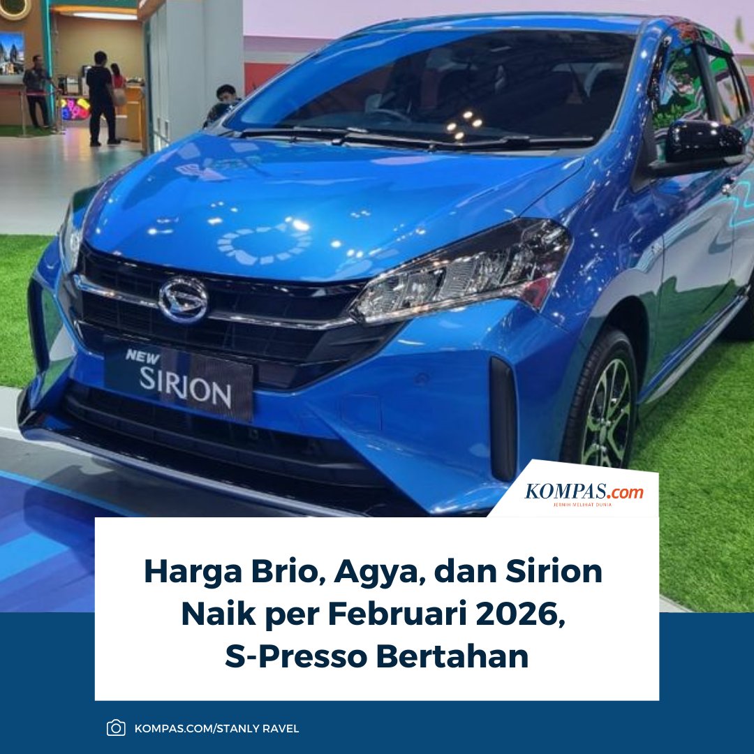 kompascom's tweet photo. Selain mobil murah ramah lingkungan atau low cost green car (LCGC), harga city car pada Februari 2026 juga terpantau mengalami kenaikan.
Baca Selengkapnya 👇🏻
https://t.co/c6dHkqG7hv
~NA #CityCar #UpdateHarga #Mobil https://t.co/8PEFzNjwNg
