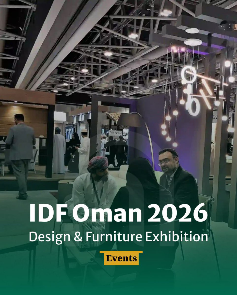 DokanWay_com's tweet photo. IDF Oman 2026 🇴🇲✨
The 12th International Interior Design &amp; Furniture Exhibition brings together 200+ exhibitors from 10+ countries across 13,000 sqm.

Interior Design | Furniture | Lighting | Smart Living
Alongside KBS, Tile &amp; Stone &amp; Light Oman.

#IDFOman2026 #InteriorDesign https://t.co/q35X7IdXOK