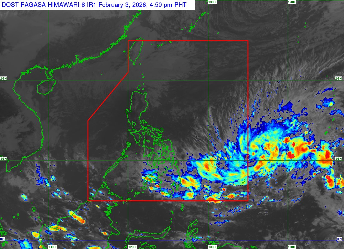 dost_pagasa's tweet photo. TROPICAL CYCLONE ADVISORY NR. 1
Tropical Depression 
Issued at 5:00 PM, 03 February 2026
Valid for broadcast until the next bulletin at 11:00 PM today.

THE LOW PRESSURE AREA EAST OF NORTHEASTERN MINDANAO DEVELOPED INTO A TROPICAL DEPRESSION.