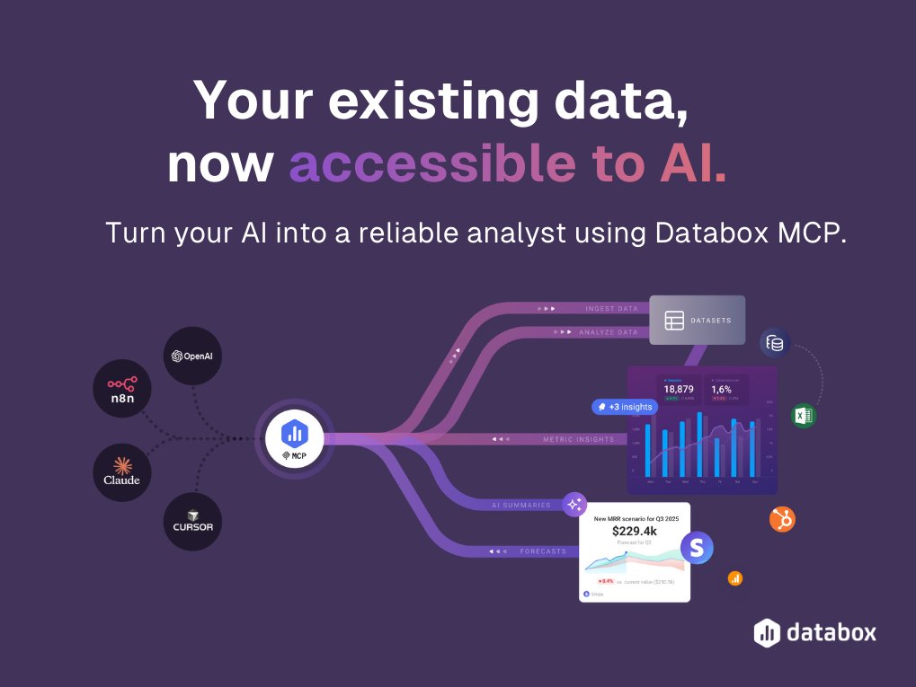 🚀 We just launched Databox MCP on <a href="/ProductHunt/">Product Hunt 😸</a>.
It brings structured, live business data directly into AI tools like ChatGPT, Claude, Cursor, and n8n.

👉 Check it out &amp; tell us what you think:
producthunt.com/products/datab…

#databoxmcp #MCP #producthunt