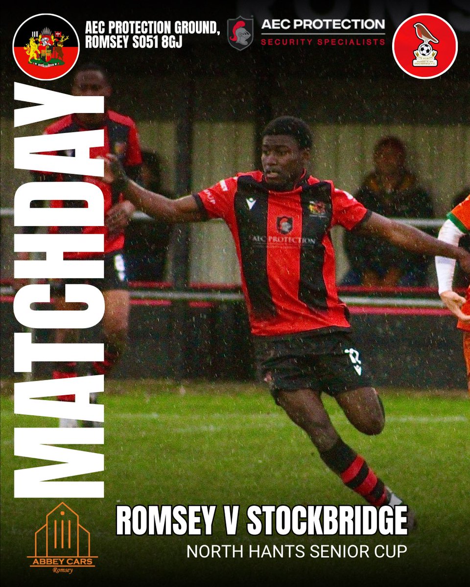 MATCHDAY! Tuesday night Cup Football here we go...stay tuned on here for Pitch Inspection updates.

Romsey Town 🆚 Stockbridge
🕖Tuesday 3rd Feb | 7.45pm KO
🎟️Adults £7 | Conc £3 | U18’s 🆓
🏟️ AEC Protection Ground | South Front SO51 8GJ
🏆 North Hants Senior Cup Quarter Final
