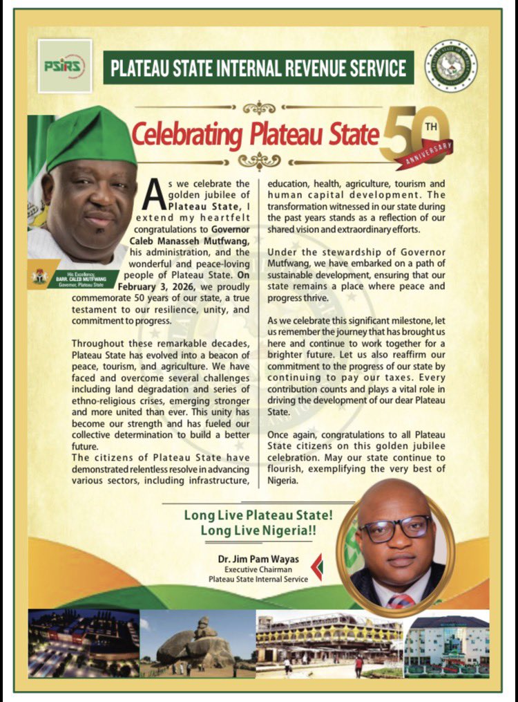 Plateau State Internal Revenue Service tweet media