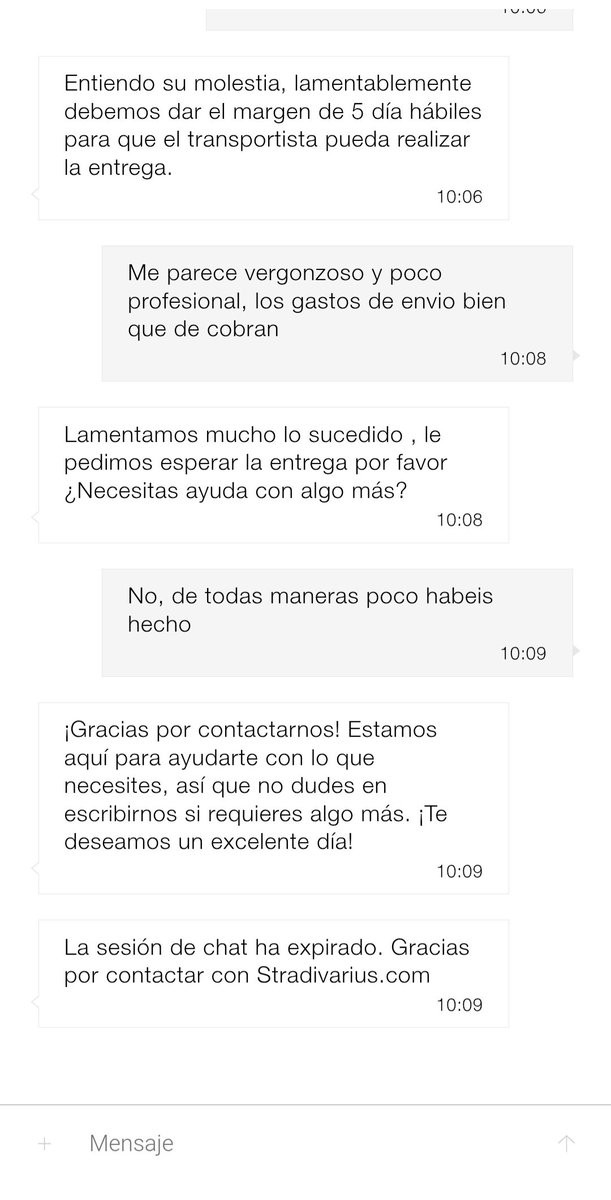 Lauralcgp's tweet photo. @stradivarius si a esto le llamais arencion al cliente, haganselo ver, me ha costado 4 veces que me atienda, para que me digan que siga esperando y lueho cierren chat https://t.co/upp02clV9I