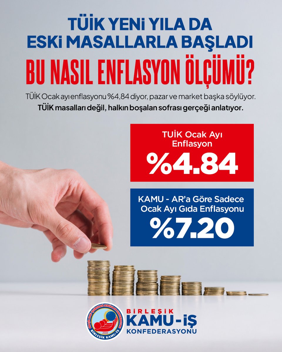 TÜİK YENİ YILA DA ESKİ MASALLARLA BAŞLADI: BU NASIL ENFLASYON ÖLÇÜMÜ?

Hükümet temsilcileri ve onların eksenindeki yöneticiler yeni yıl öncesi toz pembe tablolar çizmiş, bir dizi vaatler sıralamıştı; TÜİK ise devlet yönetimi açısından yeni yılda her şeyin eski tas eski hamam