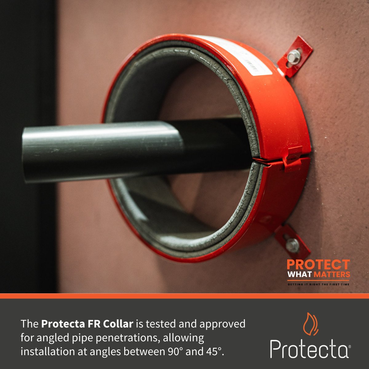 ProtectaFire's tweet photo. Protecta FR Collar is tested for angled pipe penetrations between 90° &amp; 45°, for pipes up to Ø50mm using oversized collars up to Ø160mm  providing flexibility on site without compromising fire performance.
Learn more https://t.co/YGEYlggebA #FireStopping #PassiveFireProtection https://t.co/efiBVtaWOf