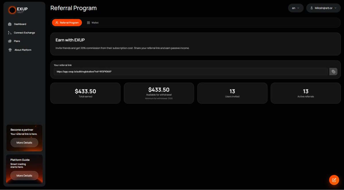 EXUP_io's tweet photo. 13 friends invited. $433 earned 🚀🚀🚀

How? By showing real trading results to his local community. No cold calling, just personal example

Stop paying for your sub - start earning

Become an EXUP partner today >> https://t.co/NxxDtUGruw