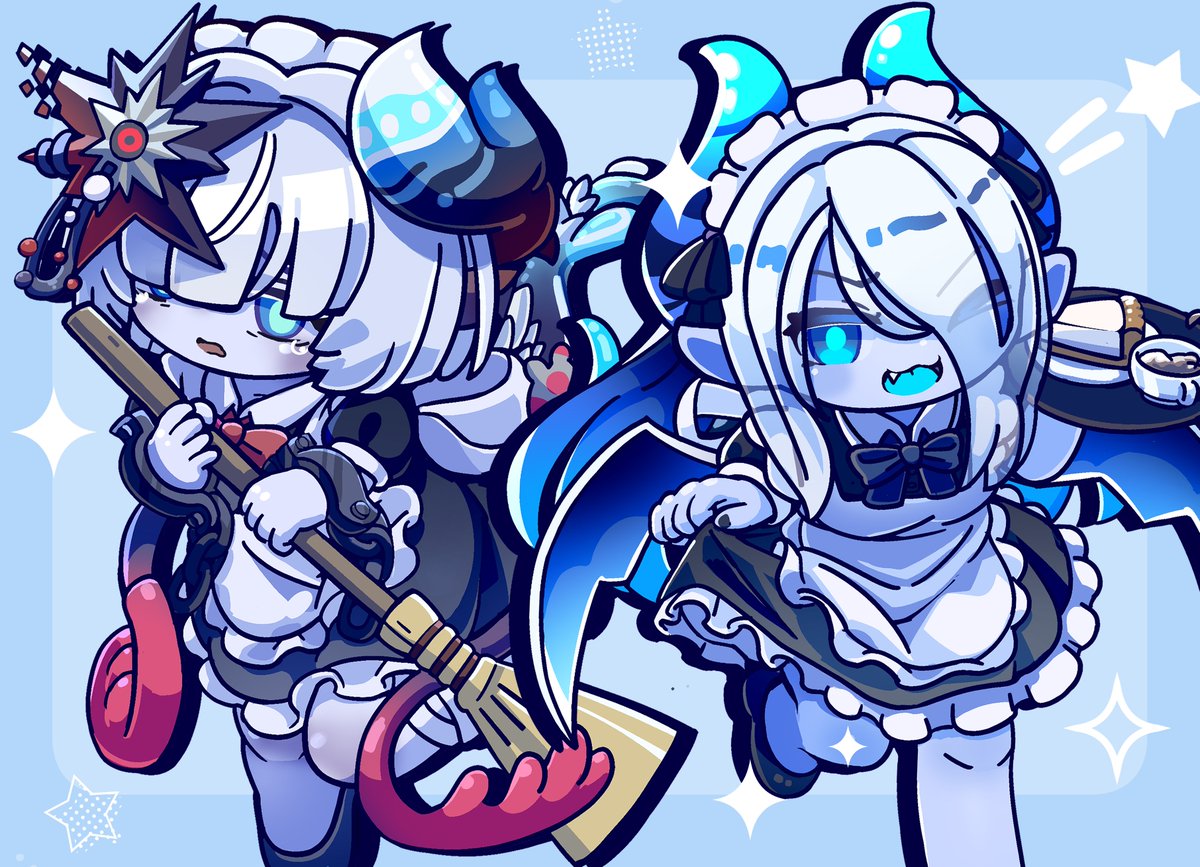 メイド服のネヴィアタン＆ラグシエル #アマノソラ