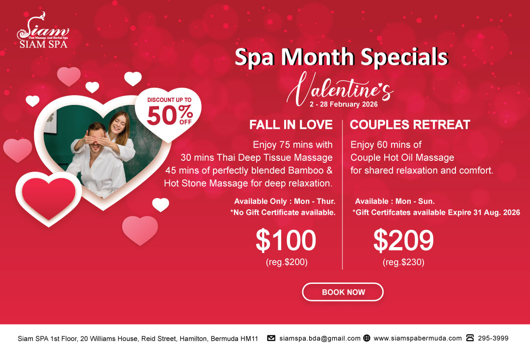 BermudaSpa's tweet photo. Spa Month Specials👩‍❤️‍💋‍👨 2026

 ✅$100(reg.$200) FALL IN LOVE
 ✅$209(reg.$230) COUPLES RETREAT 

2 - 28 February 2026
Book Now 🔖: https://t.co/Gr1qMZPfr2

PURCHASE A GIFT CERTIFICATE ONLINE🔖: https://t.co/TPw1U19PQK
More Details🌐: https://t.co/tel8PwQ7h9 https://t.co/A4h4gJ6YPf