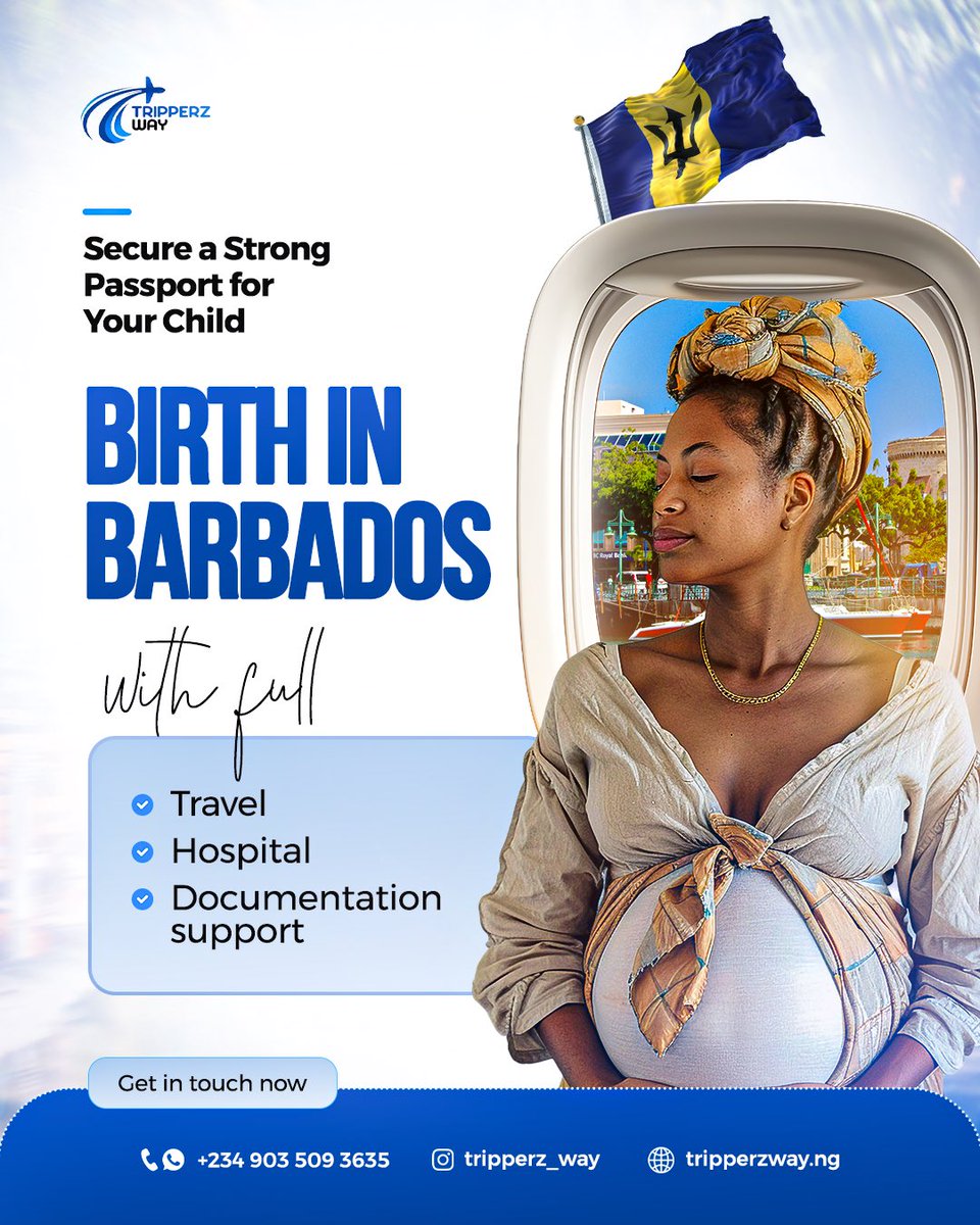 TripperzWay's tweet photo. Choosing Barbados 🇧🇧 for your child’s birth is a big decision, with key benefits for both mother and child:

• Postnatal support
• Smoother travel options
• Residency opportunities
• Access to international education

DM us to get started today! 🇧🇧

#travels #explore https://t.co/ZCkcKJYXse