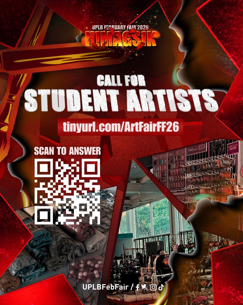 𝐂𝐀𝐋𝐋 𝐅𝐎𝐑 𝐒𝐓𝐔𝐃𝐄𝐍𝐓 𝐀𝐑𝐓𝐈𝐒𝐓𝐒! 🎨

Calling all UPLB Student Creatives! Do you make stickers, crochet, prints, or handicrafts? 

Then, be part of 𝐋𝐈𝐊𝐇𝐀 𝐀𝐓 𝐋𝐀𝐘𝐀, the official Art Market of the UPLB Feb Fair 2026 at the SU Amphitheater!

📅 When: Feb