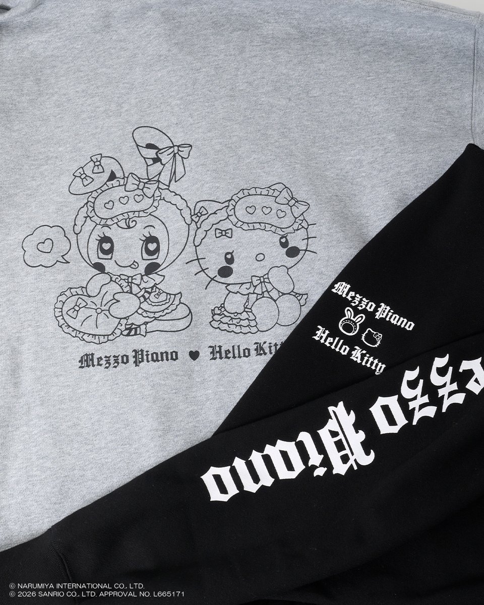 berriefan's tweet photo. 🎀SPECIAL ITEM🎀
 
ハローキティ×ベリエちゃんのコラボレーションイラストを使用したスペシャルジップパーカが登場🎀
 
オーバーサイズシルエットで、フロント・バック・袖に
コラボイラストやロゴを贅沢にあしらったデザイン。
 
使いやすいグレーとブラックの2色展開です♪

ハローキティ×ベリエちゃん ジップパーカ
価格：¥13,200(税込)
発売日：2026年2月4日(木)
発売場所：NARUMIYA HAPPY PARK、NARUMIYA ONLINE （同日10時より予約発売開始）
🛒https://t.co/cvcYzxtPn8

#ナルミヤキャラクターズ #メゾピアノ #ベリエちゃん #サンリオ #ハローキティ