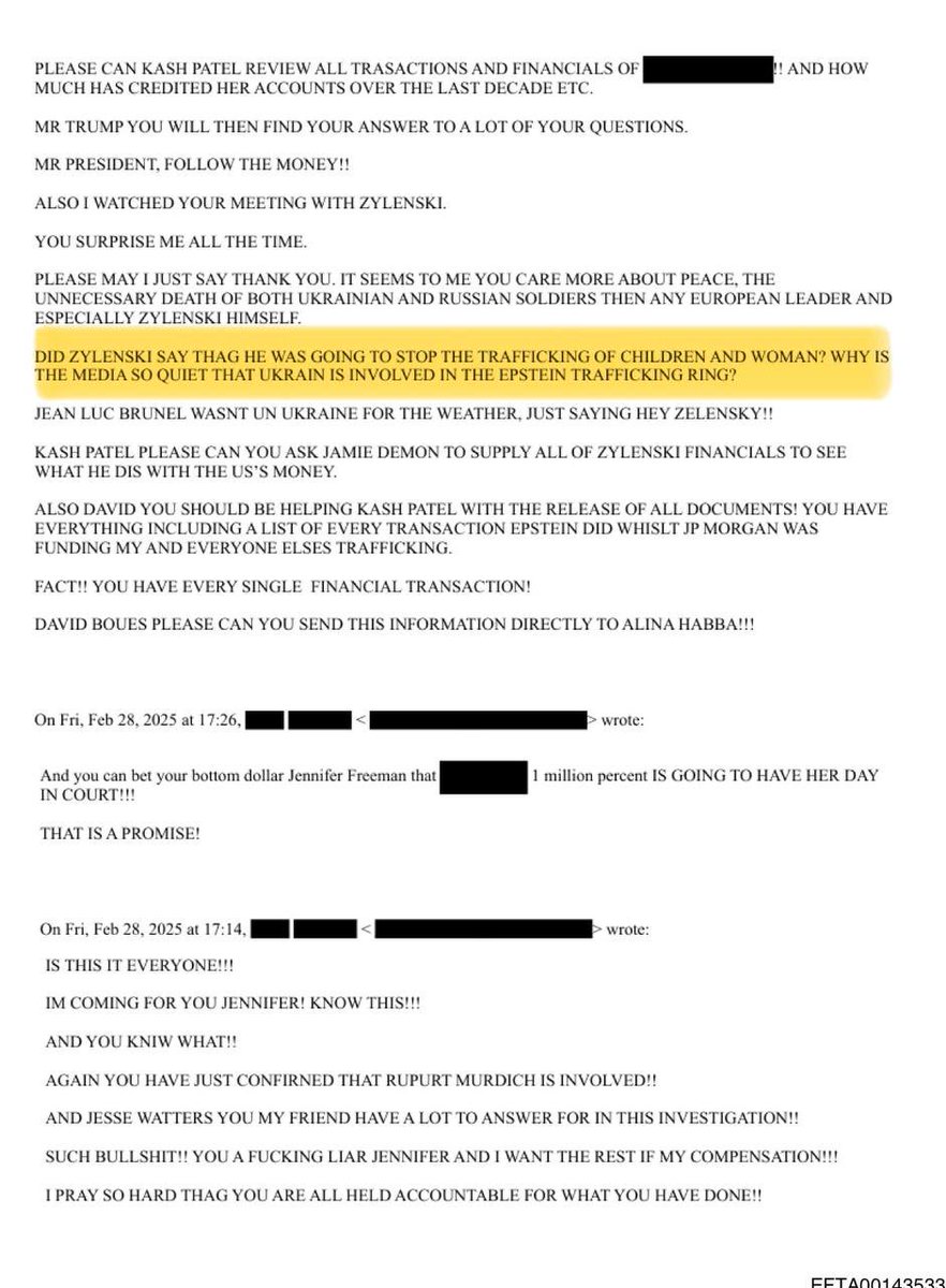 Zelensky’s name tied to Epstein-linked sex trafficker Brunel 

Zelensky’s misspelled name pops up in an email accusing him of being complicit of human trafficking in Ukraine via Jean-Luc Brunel, the French model scout who supplied girls to Epstein. 

I did warn you.