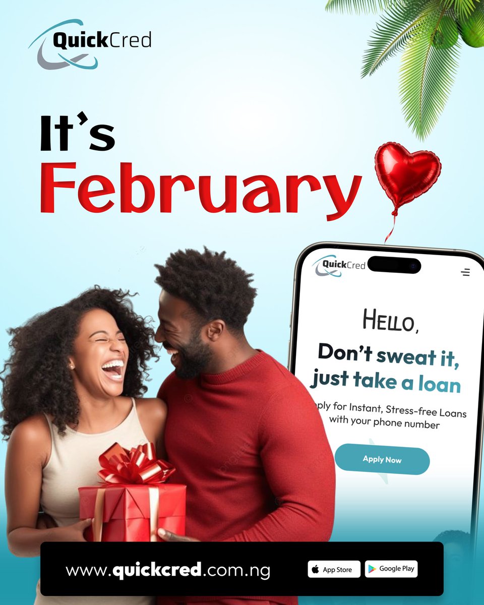 quickcred_ng's tweet photo. February is here
Love the moments, not the money stress.
With QuickCred, support comes when you need it.
Apply easily, right from your phone.
#loanofficer #loanapplicationinnigeria #trending #quickcredloan Bumbum Burna Fubara Gangs of London https://t.co/ediJHqvzhz