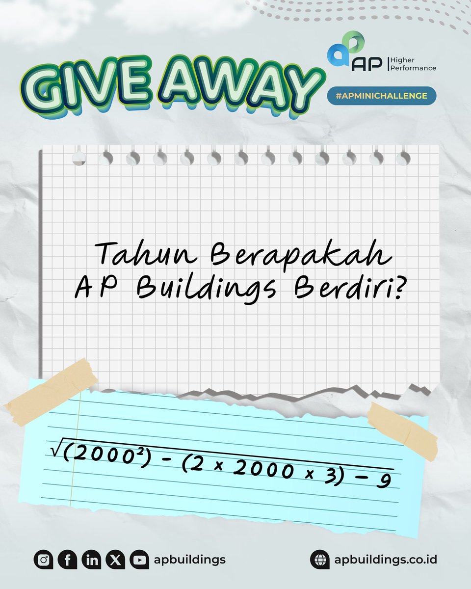 apbuildings's tweet image. Halo, #APFriends! Ikutan Giveaway dengan jawab #APMiniChallenge di atas, yuk! Ada e-money senilai 50k buat kamu lho yang beruntung. Gimana caranya? Gampang banget!