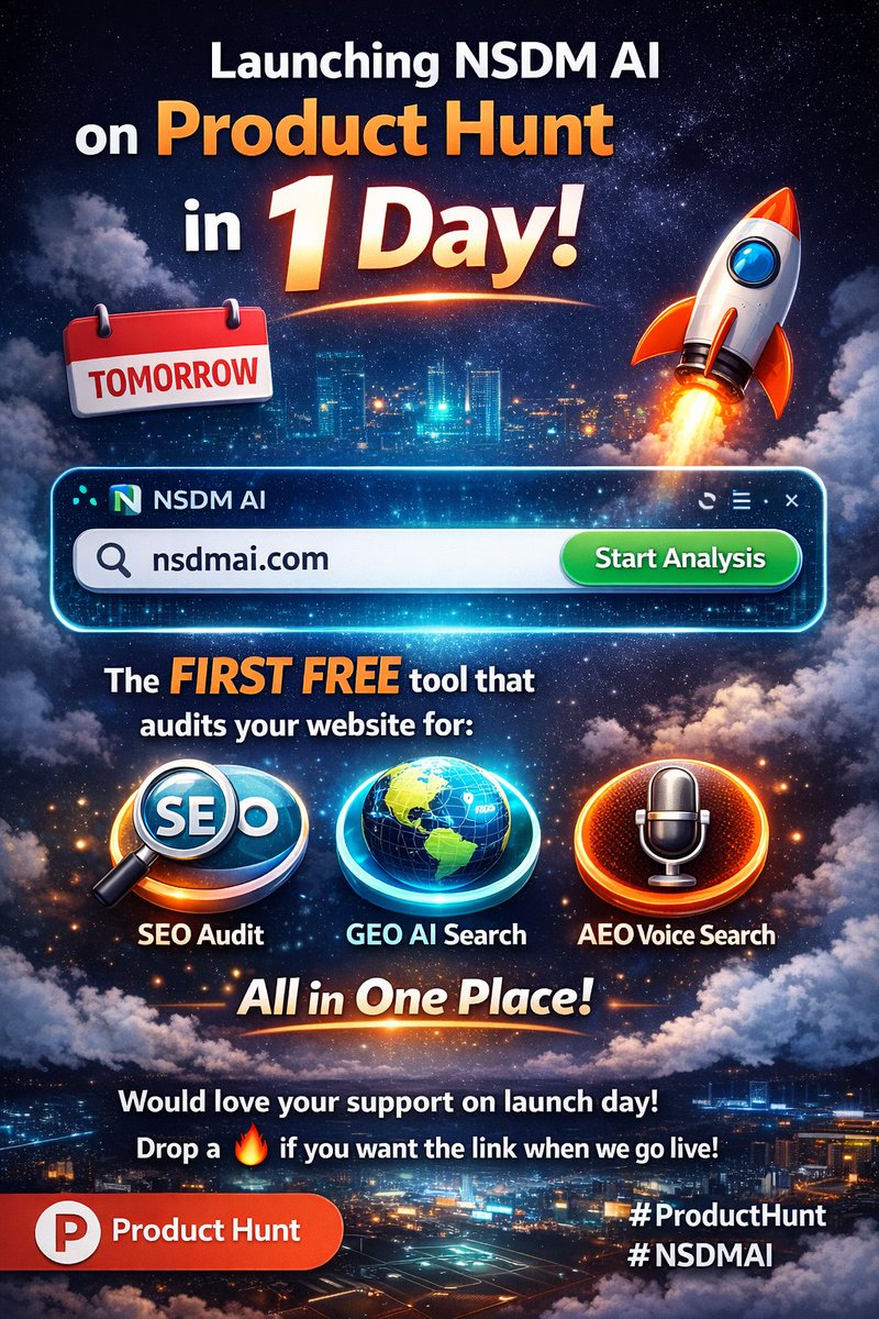 Product launch Tomorrow - on product Hunt Try for Free now for first 100 User absolutely free with premium features - producthunt.com/products/nsdm-…