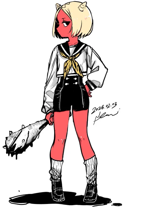 セーラー赤肌鬼娘てジョン平さんみがあるな…と思って描いてた
