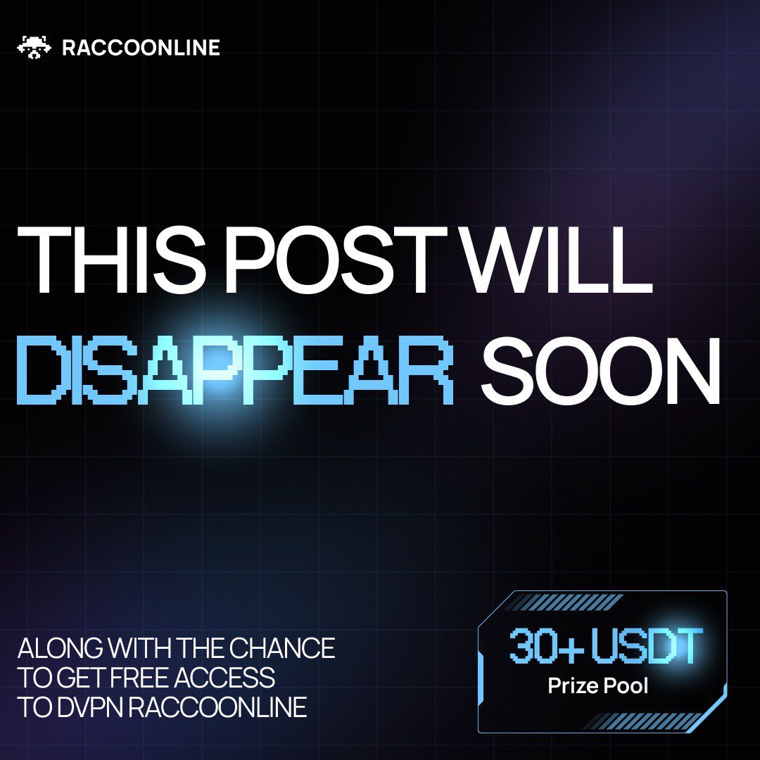 raccoonline_vpn's tweet photo. This post will disappear soon — along with the chance to get free access to dVPN RaccoonLine.

Right now, you can install the app on Android and desktop. The App Store release is coming very soon. Take care of your privacy and cyber hygiene ahead of time.  Install dVPN RaccoonLine  and stay in control of your internet — not the other way around.

🔗 https://t.co/9XskxZAayz

We want more people to know about this — so we’re running a repost contest.

Repost this post. The reposts with the highest reach will split the prize pool.

💰 Prize pool starts at $30 USDT (3 winners)

🔹 30+ reposts → $50 USDT / 5 winners

🔹50+ reposts → $75 USDT / 5 winners

🔹 100+ reposts → $100 USDT / 5 winners

⏱ Contest runs 24 hours.

🏁 Results announced 48 hours after posting.

#RaccoonLine #RaccoonLinedVPN #ROCCToken #RaccoonLineClickBot