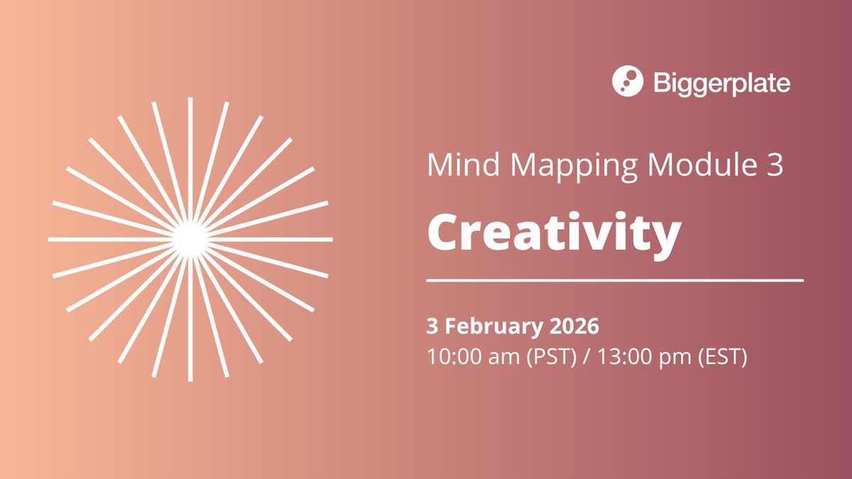 Biggerplate's tweet photo. Biggerplate Plus/Pro members: Hope you can join us later today when we're exploring "Mind Mapping for Creativity" in our LIVE training webinar - module 3 of our 5 part series! https://t.co/UBLEfz4NNe

#mindmap #mindmapping #creativity #biggerplate https://t.co/gLg1Q4ASHH