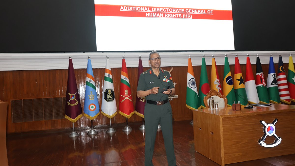 HQ_IDS_India's tweet photo. Maj Gen Anand Saxena, ADG (HR & Human Rights), delivered insightful talks at #CDM_IDS for participants of #HDMC21 on “Human Rights Aspects of the #IndianArmy – Criticalities and Complexities” and “Applied Karma Yoga for Leaders.”

The sessions offered valuable perspectives on how human rights awareness eases operational efficiency and prevent legal complications, and how the principles of Karma Yoga nurture composed, resilient leadership in high-demand military environments.

#MilitaryLeadership #HumanRights #OperationalEthics #KarmaYoga 

@DefenceMinIndia
@SethSanjayMP
@MIB_India
@SpokespersonMoD