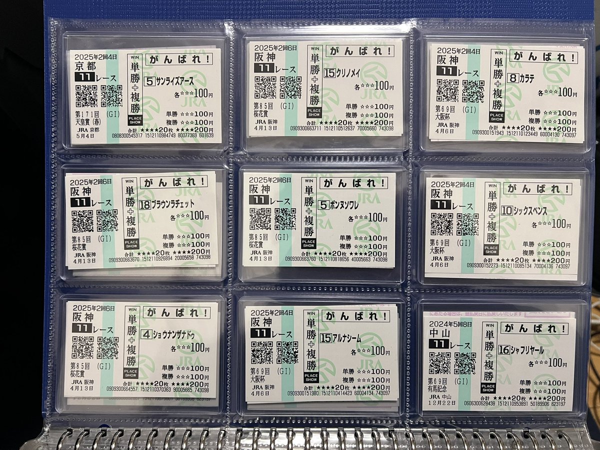 TYRANT_777 わかります。紙馬券集めるのとファイリングした馬券眺める