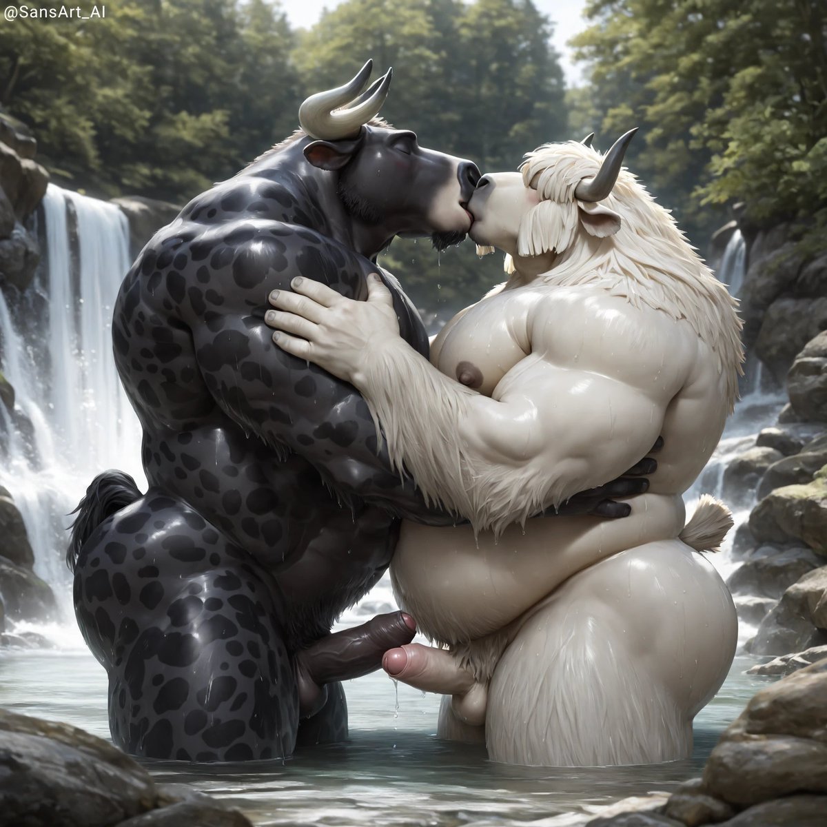 SansArt_AI's tweet photo. #AIart #furry #furryart #NSFW #duo #cow #yak https://t.co/fufvx05mQi