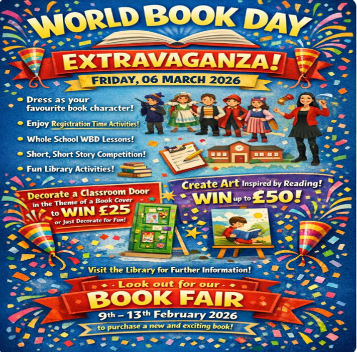 Join our Book Fair from 9th-13th February! Bring cash for new books. Visit the Library for details! 📚✨ #BookFair