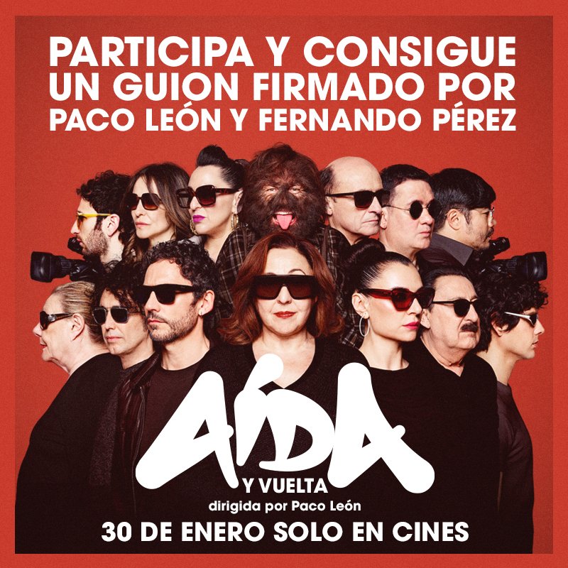 ¡Consigue un guion firmado de #AídaYVuelta!
Para participar:
🐦 ¡Síguenos!
🔁 RT
🗨 Menciona a esa persona con la que te quedarías horas en un banco comiendo pipas.
📃 BBLL ➡bit.ly/3NWckTC
📅 Finaliza el 11/02 📅