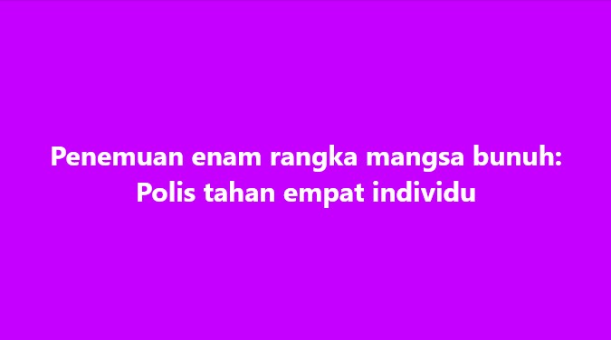 SinarOnline's tweet photo. Penemuan enam rangka mangsa bunuh: Polis tahan empat individu

#SinarHarian #rangka #mangsa #bunuh