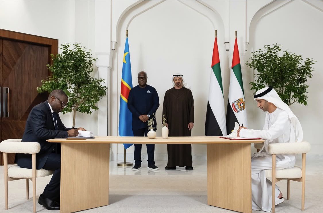 La RDC 🇨🇩 et les Émirats arabes unis 🇦🇪 ont signé l’APEG, concrétisant une volonté commune de briser les réseaux mafieux par la transparence.
Si les volumes des échanges étaient estimés à 1,2 milliards en 2020; 3,5 millards en 2023 et 4,5 milliards en 2024, ils sont projetés à 10