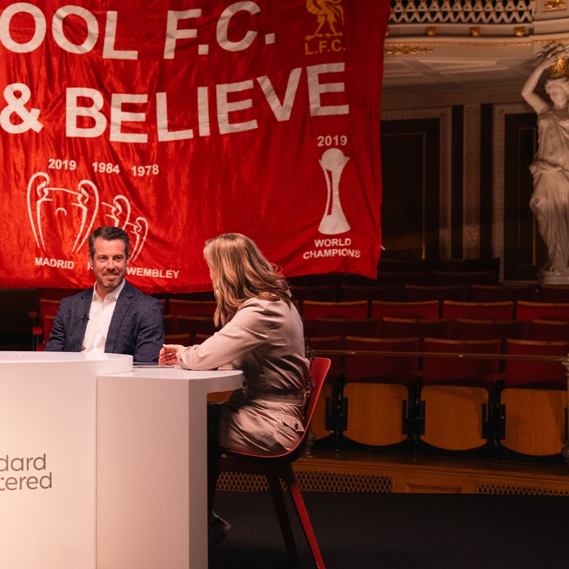 LFC's tweet photo. BTS of the @StanChart Reds Roundtable 📸