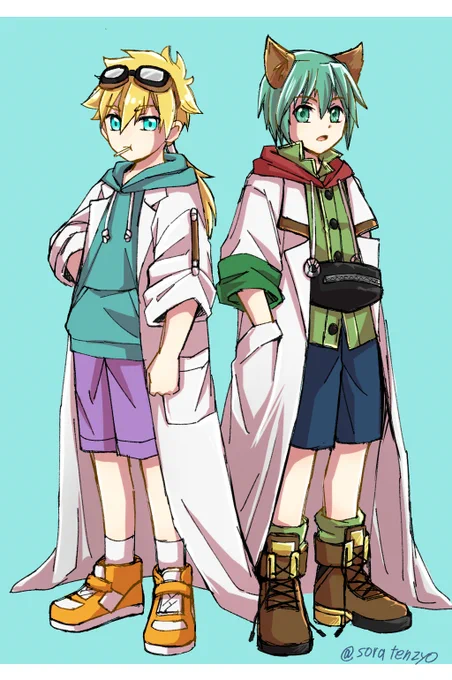 ※クロスオーバー ジェット先輩とレオン・D・S・ゲーステ 天才少年×ぶかぶか白衣×短パンは良きもの…