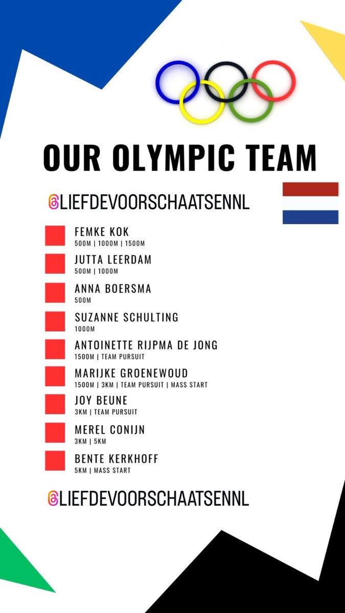 BIJNA BEGINNEN DE OLYMPISCHE SPELEN! 

Alle info op liefdevoorschaatsen.nl, bij mij hier op X en op mijn Instagram liefdevoorschaatsenNL!!

#schaatsen #schaatsfan #speedskating #Olympics #OlympischeSpelen #Milaan #TeamNL