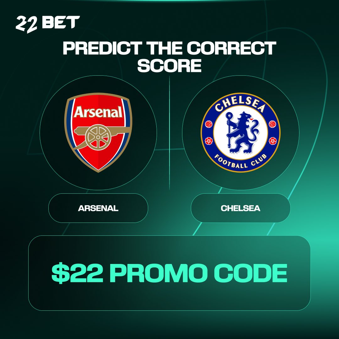 22betNaija's tweet photo. Tonight na Arsenal 🆚 Chelsea for EFL Cup — and we dey give $22 FREE BET 💸

You think say you sabi how e go end? 👀
👉 Predict the correct scoreline
👉 Follow us
👉 Retweet
👉 If you get am right, you go win $22 Free Bet

T&amp;Cs apply https://t.co/vJRh8tkdbG