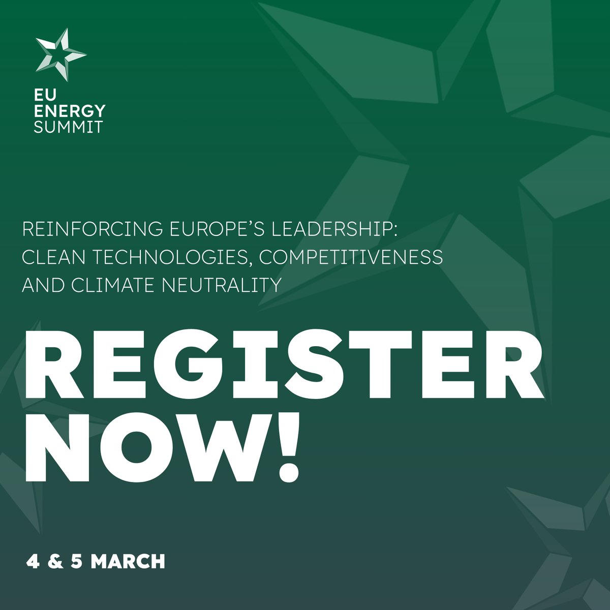 ebsummiteurope's tweet photo. EU ENERGY SUMMIT 2026: REGISTER NOW 🇪🇺⚡

Join us on 4 & 5 March at Egmont Palace, Brussels, for the EU Energy Summit 2026!

Under the theme: Reinforcing Europe’s Leadership: Clean Technologies, Competitiveness and Climate Neutrality, this year’s edition will explore how Europe can strengthen its global leadership by advancing clean technologies, boosting competitiveness, and accelerating progress toward climate neutrality.

👉 Join us to shape the future of Europe’s energy policies.

Register now 🔗 https://t.co/HPy0MRf20G
#EES2026