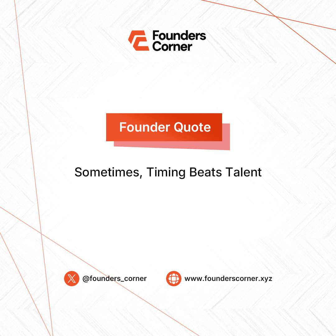 You can be the most gifted builder in the room, but markets reward readiness over raw ability. Even a perfect product fails if the timing is off.

Success is about synchronization. You must learn to master your craft, but also stay obsessed with the window of opportunity.