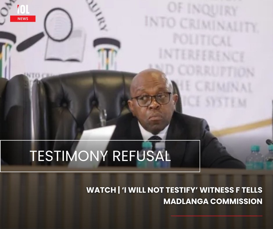 IOL's tweet photo. Witness F, through his legal team, told the Madlanga Commission that he will not testify until his urgent court application against him is finalised.
#news #WitnessF #MadlangaCommission #testify #court #application #finalised
Read on https://t.co/fKjooxJNB5 https://t.co/JeSZ9quu7t