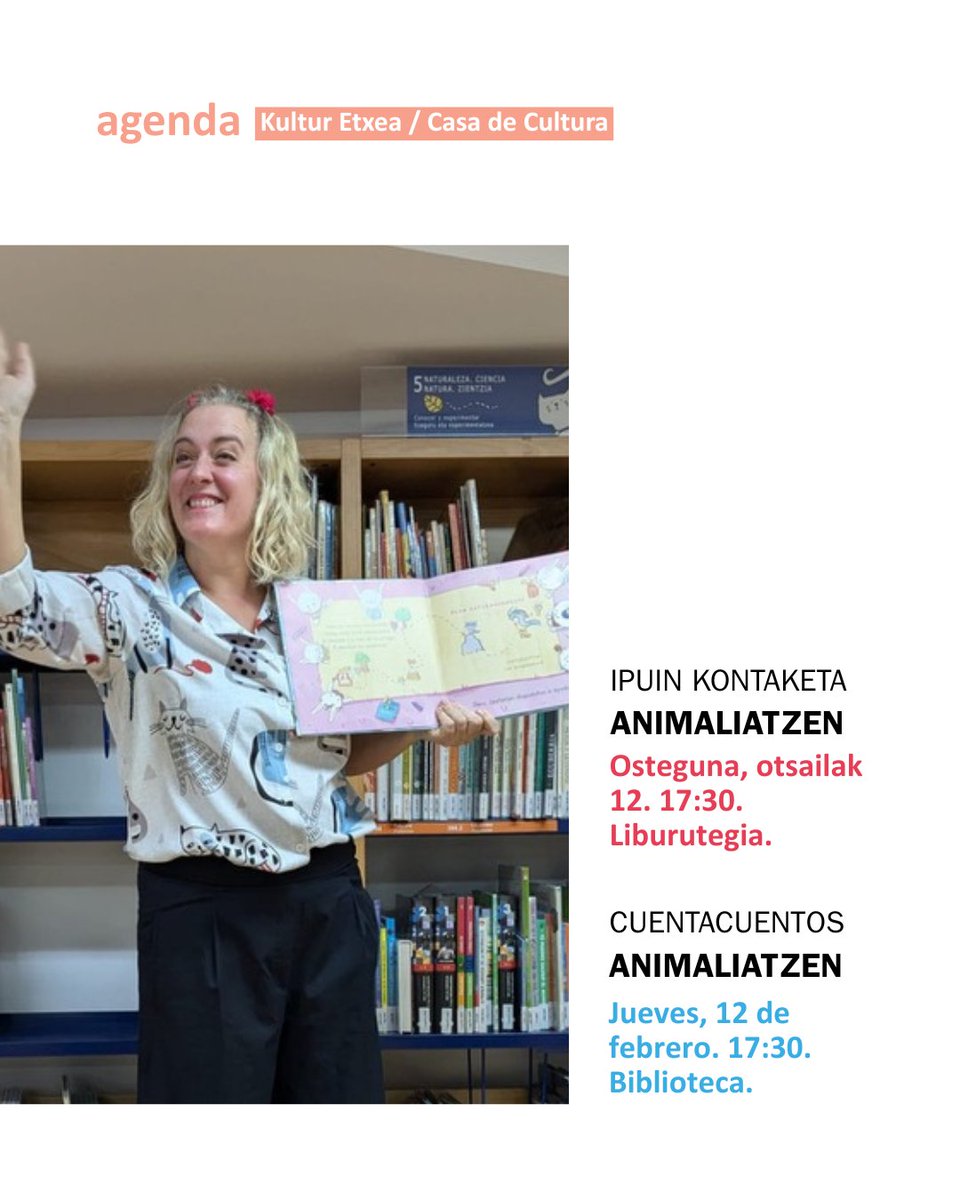 HAURRENTZAKO IPUIN 
KONTAKETA
ANIMALIATZEN
huarte.es/eu/eventos/cue…

CUENTACUENTOS INFANTIL
ANIMALIATZEN
huarte.es/eventos/cuenta…