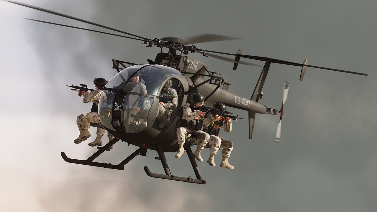 flying_isoko's tweet image. 最新のAH/MH-6M MELB（Mission Enhancement Little Bird）"風"スキン🥚#DCS #DCS_World #DCSWorld