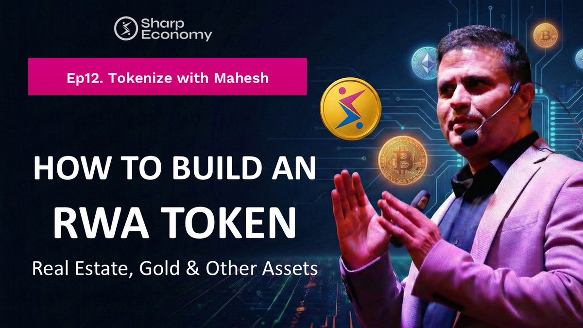 SharpEconomy's tweet photo. RWA is one of the biggest narratives in crypto right now 👀

Today on 𝐓𝐨𝐤𝐞𝐧𝐢𝐳𝐞 𝐰𝐢𝐭𝐡 𝐌𝐚𝐡𝐞𝐬𝐡, @mcbeniwal explains how to build an RWA token the right way - beyond hype.

🕒 11:00 AM EST | 09:30 PM IST
🎥 Watch LIVE: https://t.co/9FJcPZS9SN

#CSharpCorner $SHARP #SHARP #SharpToken #Web3 #DeFi #Tokenomics #Crypto #Blockchain #FounderTalk #LiveShow #SharpEconomy #TokenizewithMahesh #RWA