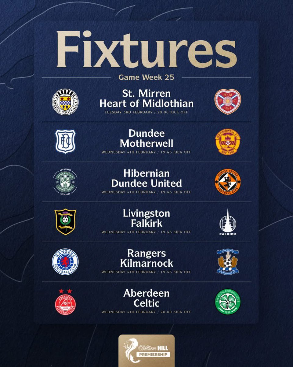 FitbaFocus's tweet image. 🔥 Midweek football is back

Gameweek 25 serves up a cracking set of fixtures across the Scottish Premiership, with big points on the line from top to bottom.

Which match are you most looking forward to?
💬 Drop your predictions below

#FitbaFocus #ScottishFootball #Premiership