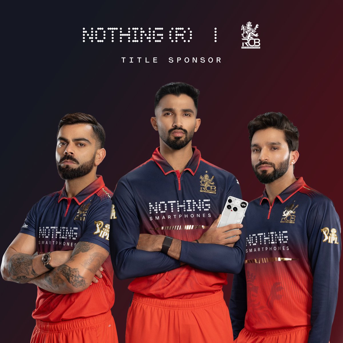 NothingNewsroom's tweet photo. This is HUGE. 🏏🖤

Nothing x RCB — Title Sponsor for the 2026 season.

From smartphones to stadiums, Nothing is going all in on India.
Design. Culture. Cricket.

One step forward. Together. 🔥

What do you think about Nothing backing RCB? 👀

#Nothing #RCB #NothingIndia #IPL #TechMeetsCricket