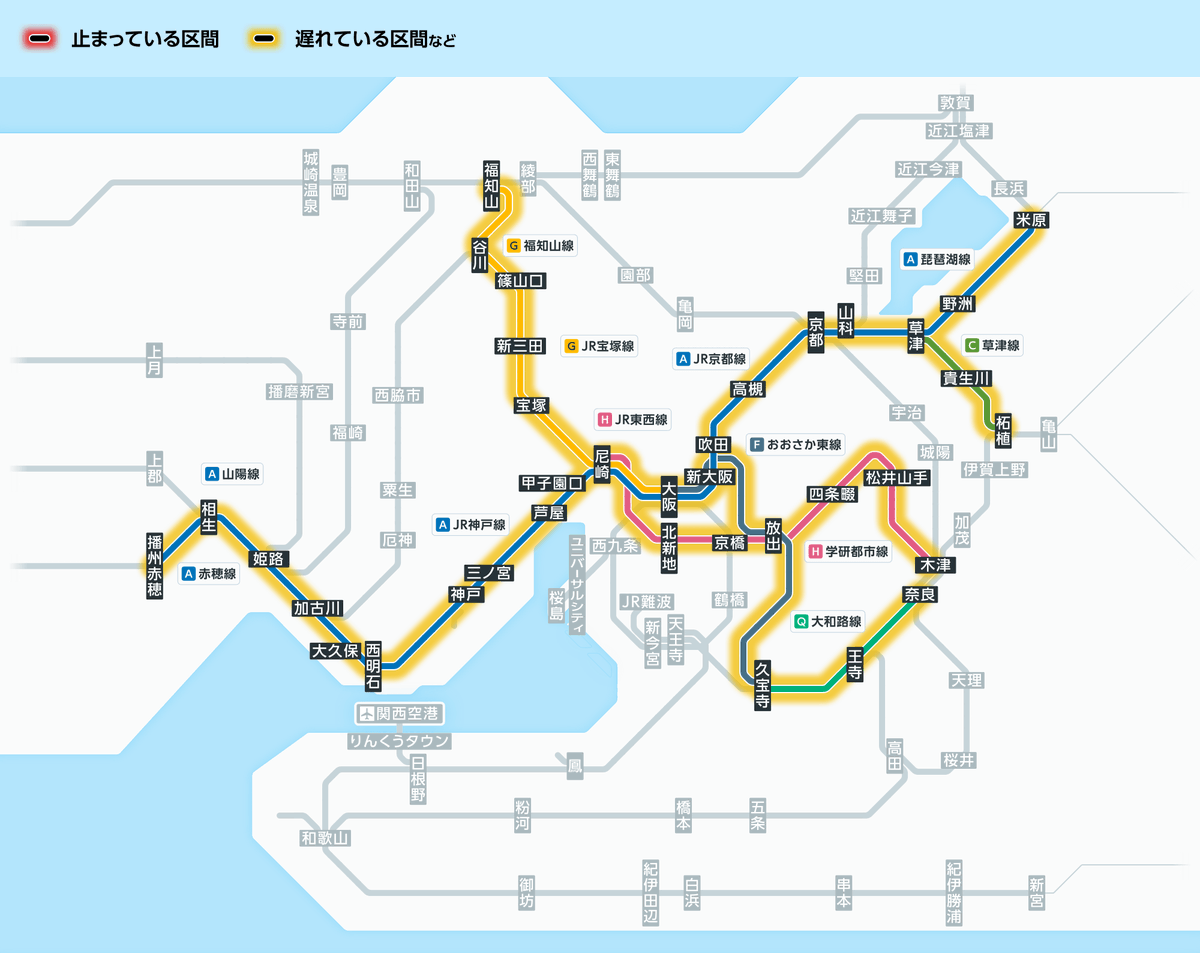 JR西日本 路線図（大阪環状線、大和路線系統）枠付き JR西日本 路線図