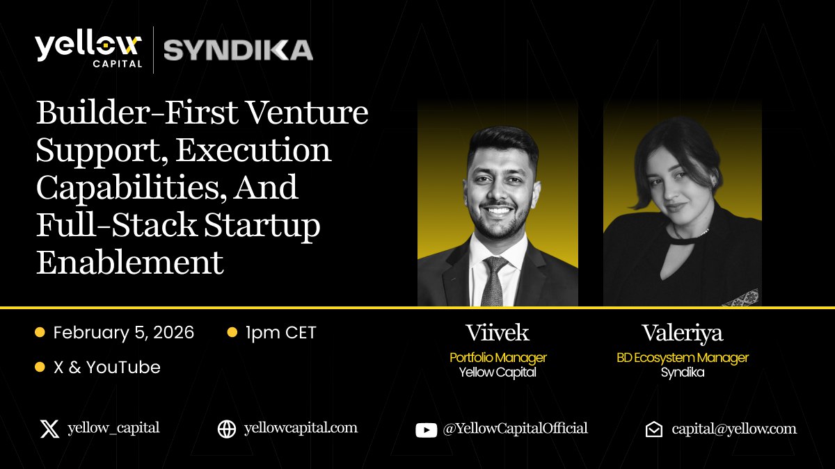 The next edge in venture? Hands-on execution.

Join our live AMA on builder-first venture support, execution capabilities, and full-stack startup enablement

This Thursday, February 5 at 1:00 PM CET

🗣️ Viivek (<a href="/mehtaandmore/">Viivek Mehata↗</a>)- Portfolio Manager, <a href="/yellow__capital/">Yellow Capital</a> 
🎙️