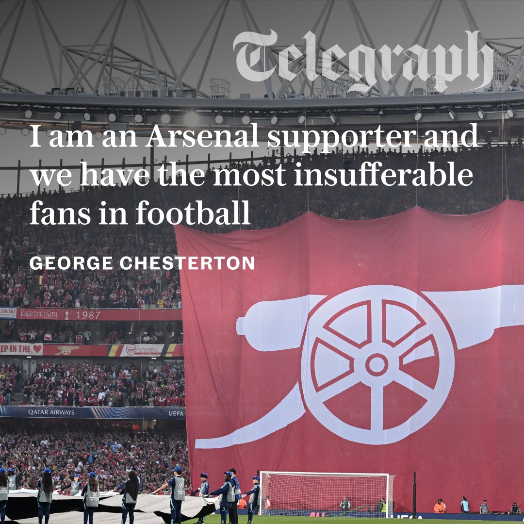 TeleFootball's tweet image. ✍️ 'From embarrassing tifos to the groundbreaking AFTV, Arsenal’s supporters are increasingly regarded as undignified weirdos' | Writes @geochesterton

'The over-celebrating, the panic attacks over every dropped point in the Premier League and the unfounded conspiracy theories…
