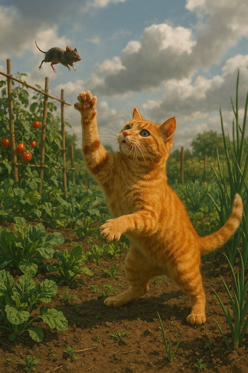 peterbenwar's tweet photo. #KatzensprungUndMausflug  
- #DienstagmorgenMitDrama  
- #GemüsegartenGemetzel  
- #MausAirlinesFlug001  
- #IngwerTigerImBeet https://t.co/Lq7p8ySNZG