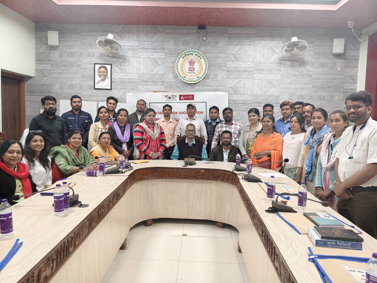 Catalysts4SA's tweet photo. Chhattisgarh update 📍
With support from @AxisBank, Udbhav Programme trained 130+ child protection functionaries across Jagdalpur, Surguja &amp; Durg on JJ Act, 2015, UNCRC &amp; effective case management. https://t.co/rOeMySM1at