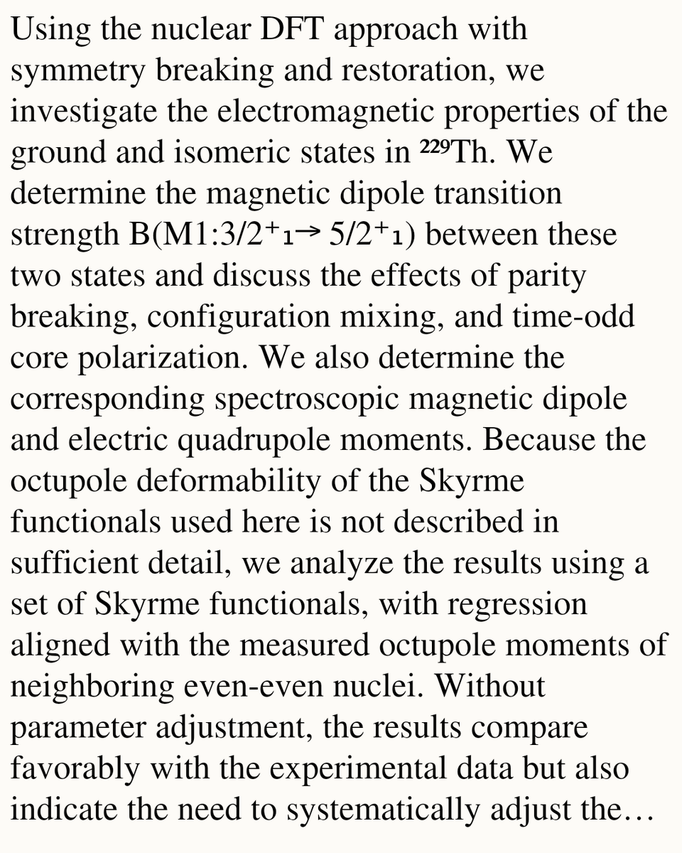 Radiative decay and electromagnetic moments in ²²⁹Th determined within nuclear DFT

A. Restrepo-Giraldo, J. Dobaczewski, J. Bonnard, X. Sun
arxiv.org/abs/2602.02429 [𝚗𝚞𝚌𝚕-𝚝𝚑]
