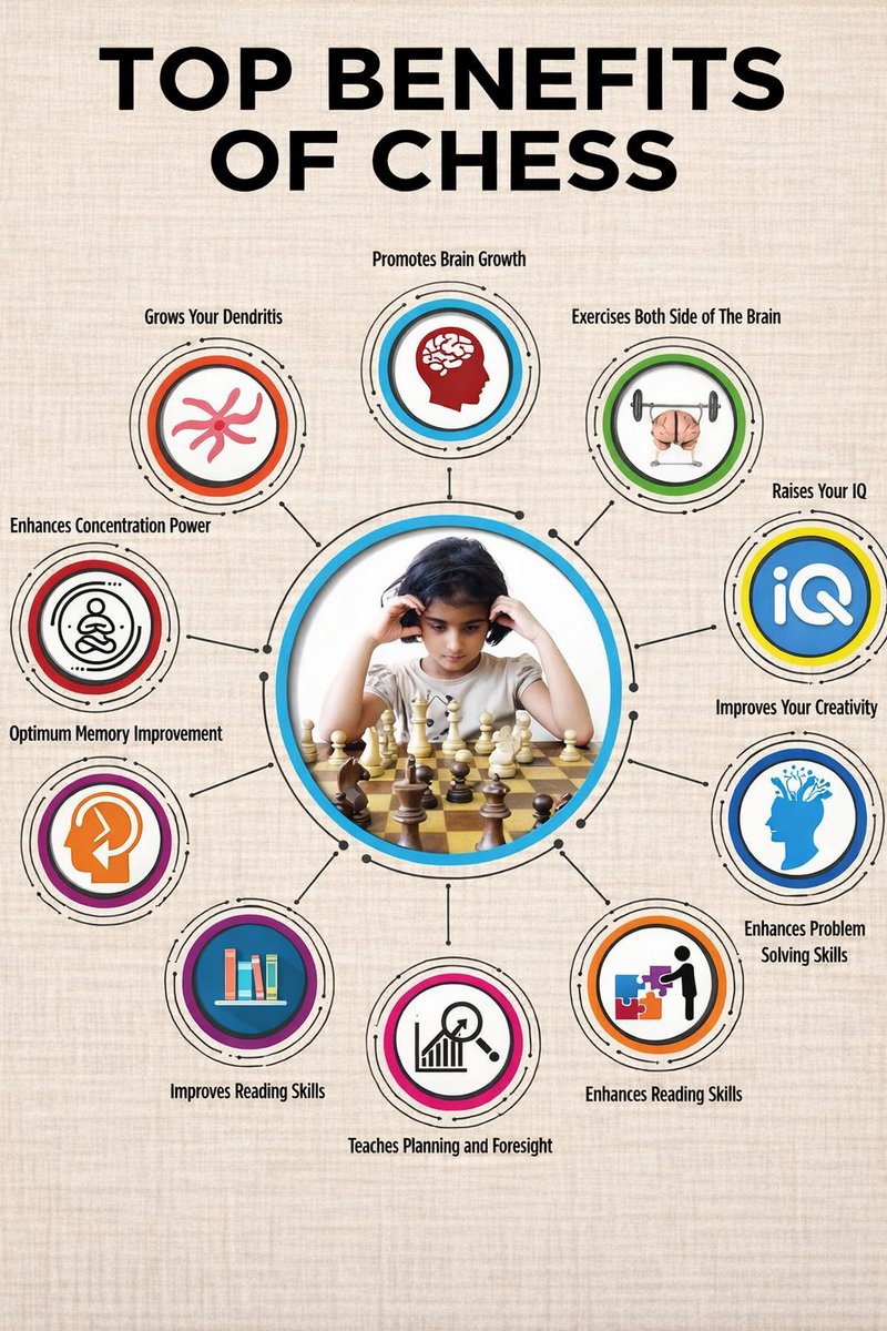 chess_feed's tweet image. 40 Benefits of Learning Chess

1. Improves critical thinking
2. Enhances problem-solving skills
3. Boosts memory
4. Increases focus and concentration
5. Promotes patience and discipline
6. Improves academic performance
7. Teaches goal setting and planning
8. Fosters creativity
9.…